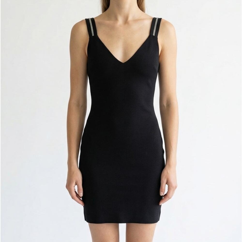 Just Cavalli Dress Womens IT42/US 6 Black Sleeveless Bodycon Slim Mini Logo NWT